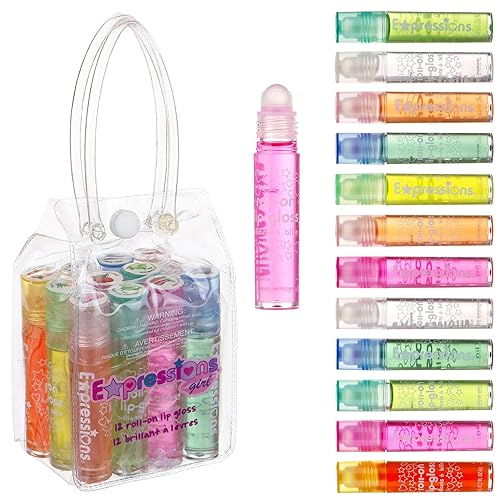 Expressions 12Pc Fruity Flavored Lip Gloss Set For Kids & Teens - Non Toxic, Party Gift