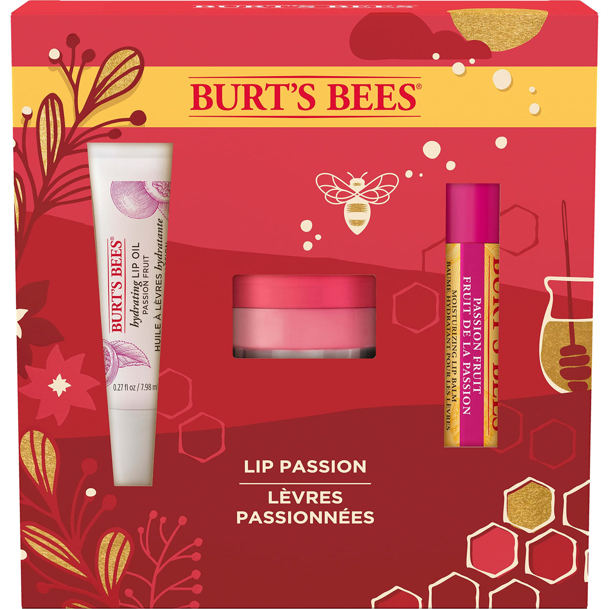 Burt'S Bees Lip Passion Set - 3 Moisturizing Lip Care Stocking Stuffers: Balm, Treatment, Oil