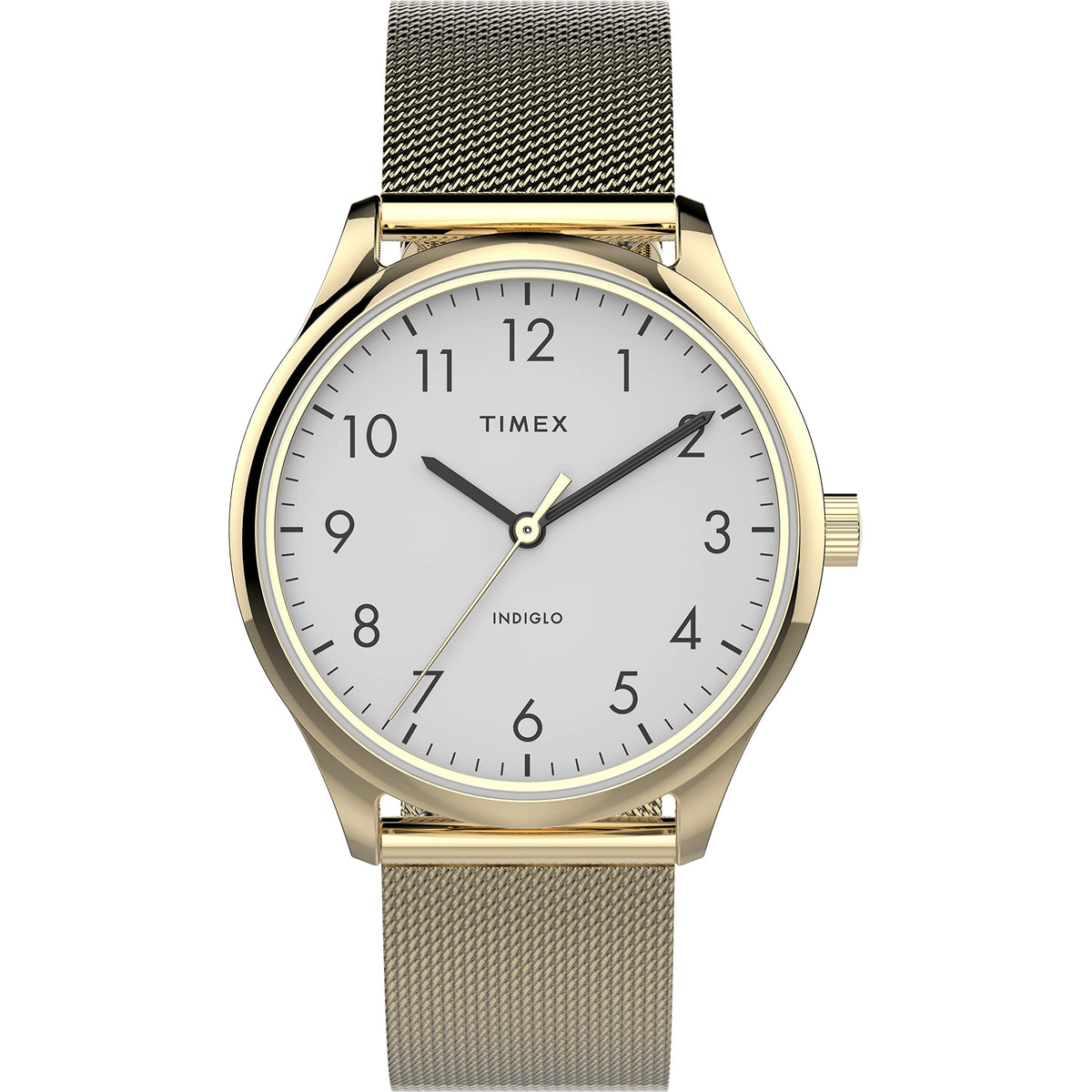 Timex Women'S 32Mm Modern Easy Reader Watch, Gold-Tone Case & Mesh Bracelet, White Dial