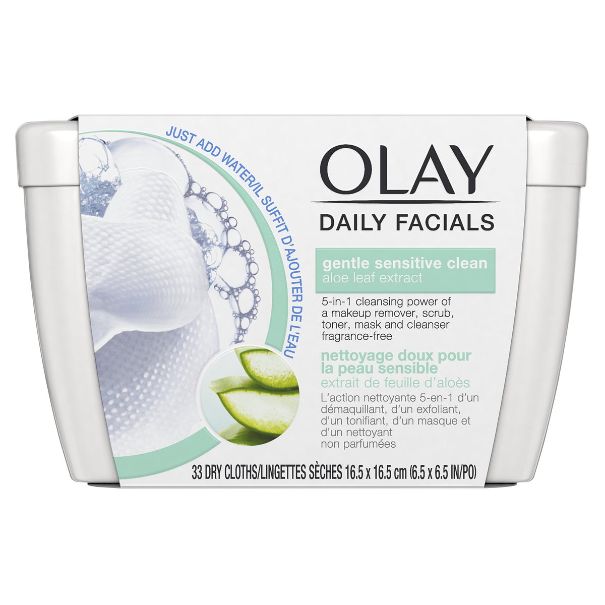 Olay Daily Sensitive Cleansing Cloths With Aloe, Makeup Remover, 33 Count