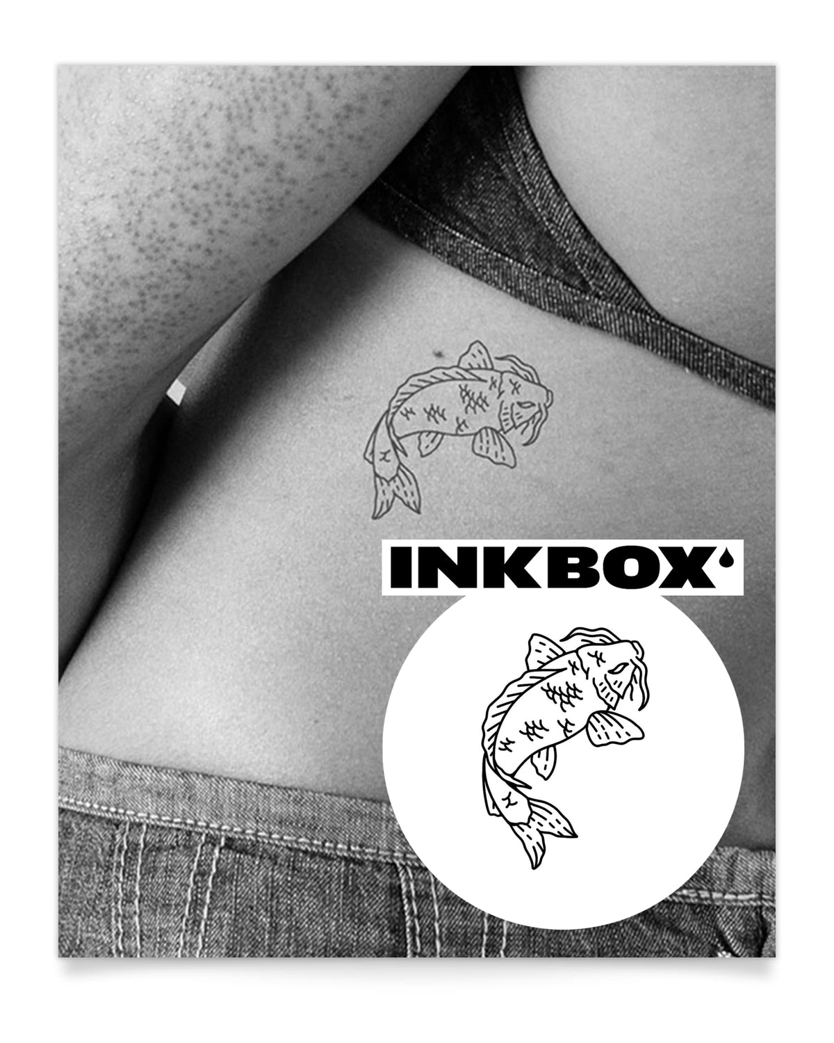 Inkbox Playing Koi Temporary Tattoo - Semi-Permanent, Water-Resistant, Easy Application, 3X3 In