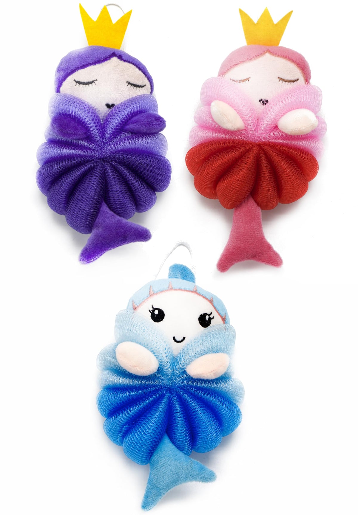 Murri&Murrdi 3 Pcs Kids Bath Loofah Sponge, Soft Cartoon Animal Body Scrubber, Multicolored