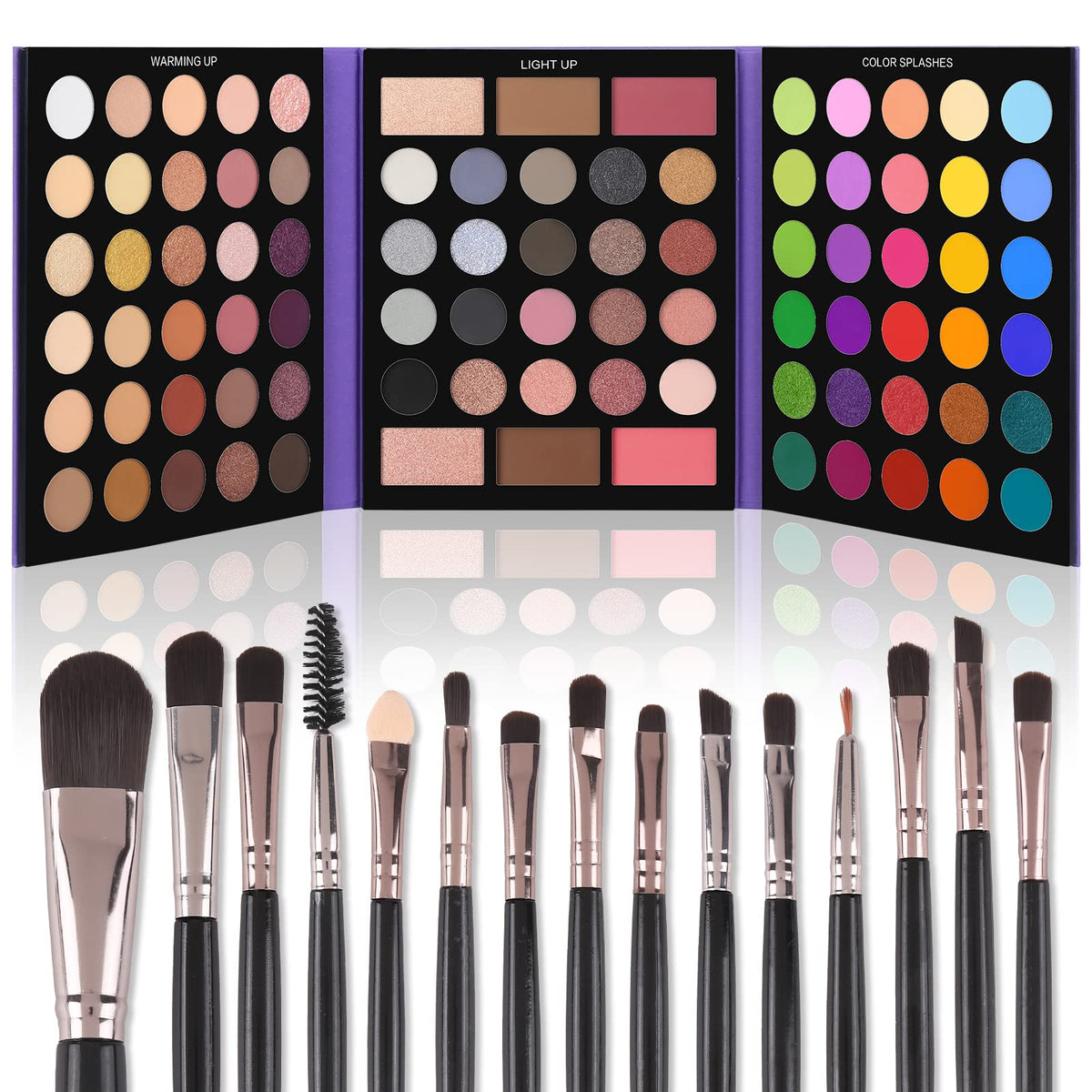 UCANBE 86 Colors Eyeshadow Palette & 15 Brushes Set - Matte, Shimmer, Glitter Makeup Kit