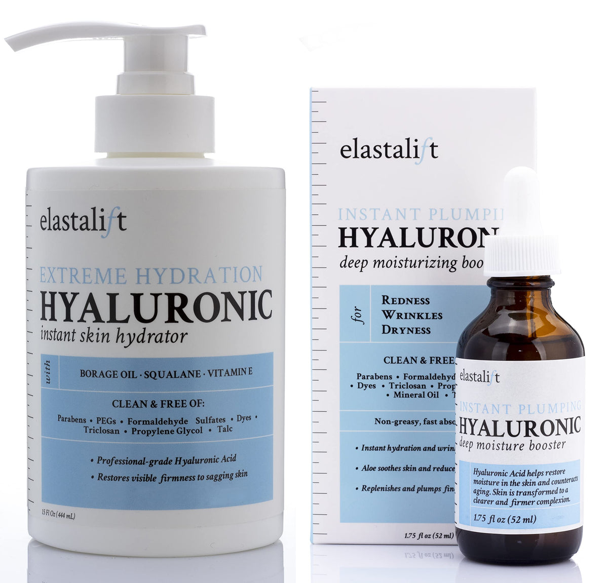 Elastalift Hyaluronic Acid Body Cream & Facial Moisturizer 2-Pack Bundle - Anti-Aging Hydration