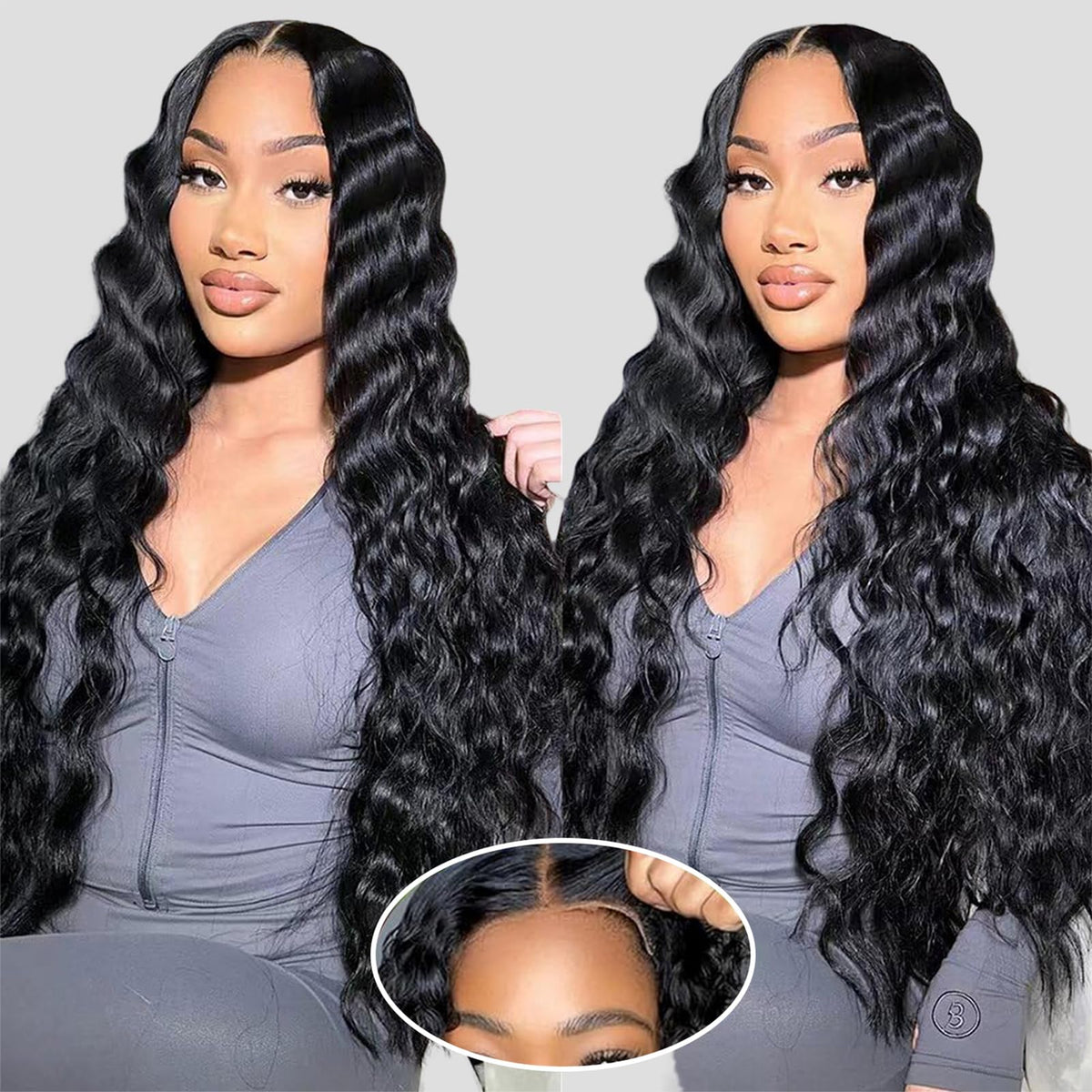 ROYAL IMPRESSION 26&quot; Loose Deep Wave Glueless Human Hair Lace Front Wig 210% Density