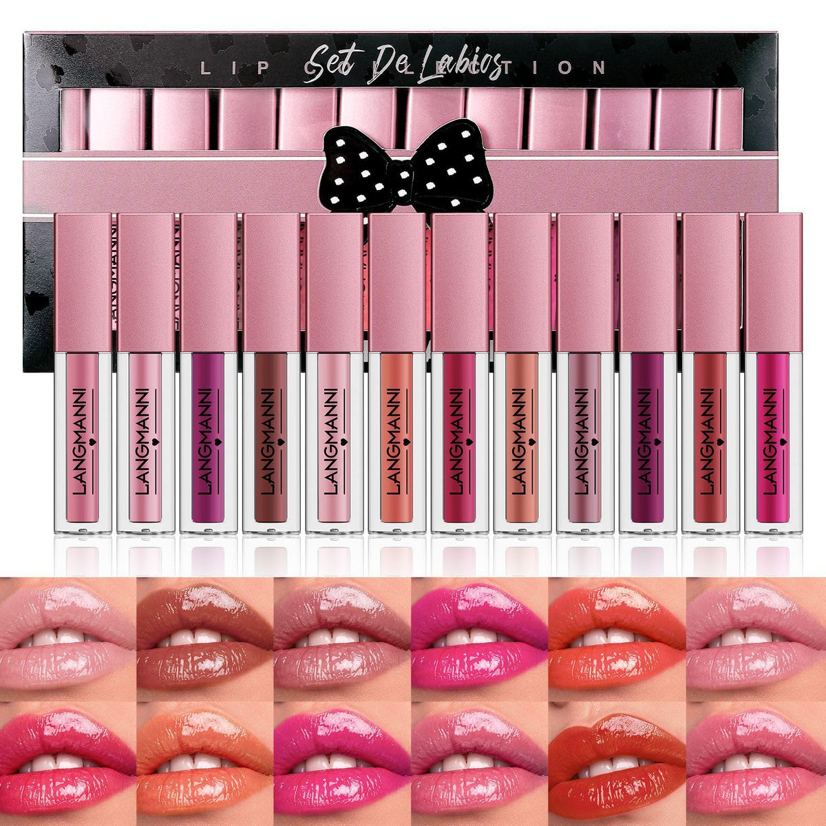 Beauty Searcher 12Pcs Lip Gloss Set - Hydrating, Waterproof, Moisturizing Liquid Lipstick Gift Set