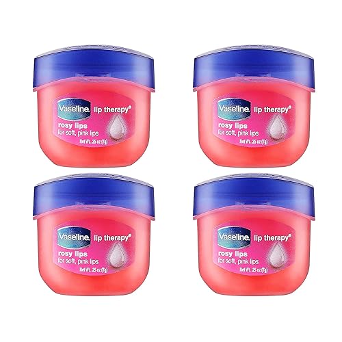 Vaseline Lip Therapy Mini Balm, Rosy Lips - 0.25 Oz (Pack Of 4) For Cracked, Dry