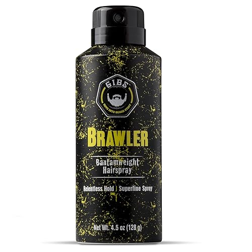 GIBS Grooming Brawler Hairspray, 4.5oz - Strong Hold, Black Finish for Ultimate Style