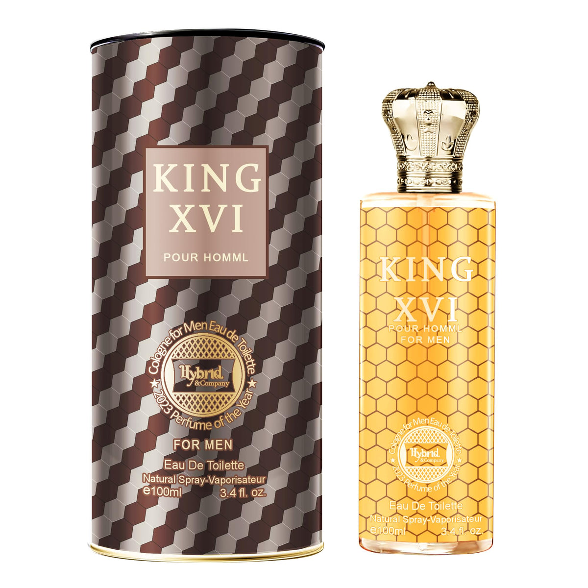 Hybrid & Company King Xvi Eau De Toilette 3.4 Fl Oz - Confident, Crisp Mens Perfume