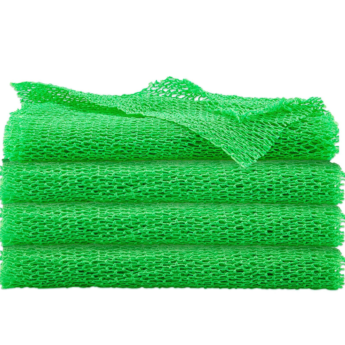 Boao 4-Pack African Exfoliating Net Sponge - Green Bath Scrubber 25.6X7.9 Inch For Skin S