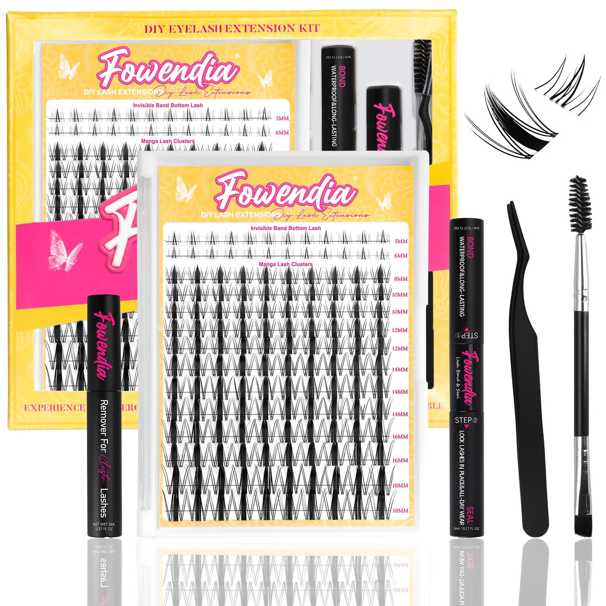 Fowendia Manga Lash Clusters Kit 8-18Mm Waterproof Anime Lashes Diy Ultra-Thin Extensions