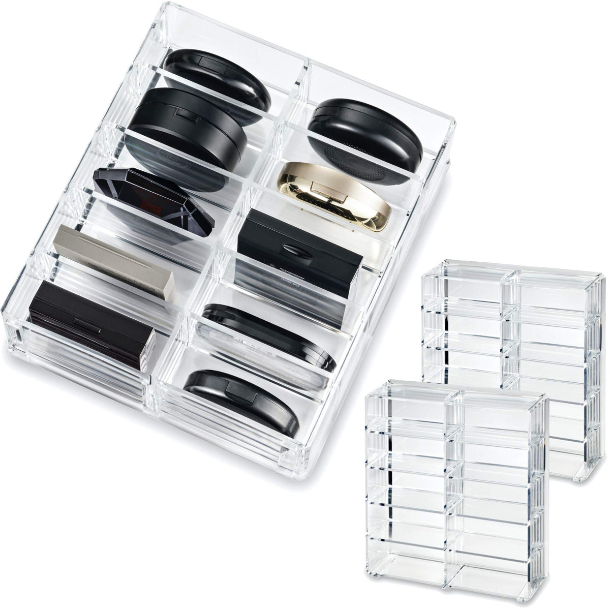 By Alegory Acrylic Cosmetic Organizer - 10 Space Compact For Bronzer, Highlighter, Blush, Clear