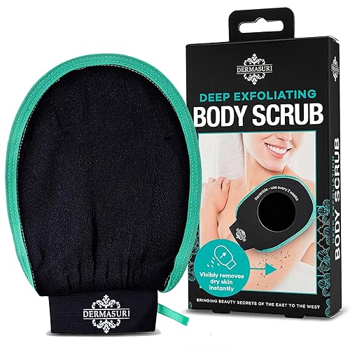 Dermasuri Deep Exfoliating Glove - Korean Body Scrubber & Dead Skin Remover - 1 Pack