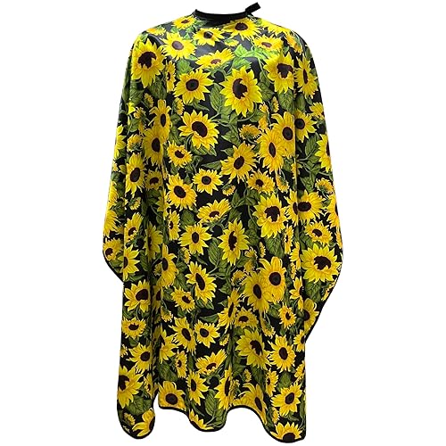 Pelocapa Salon Cape For Women - Waterproof Hair Cutting Cape, 63&quot;X56&quot;, Sunflower Design