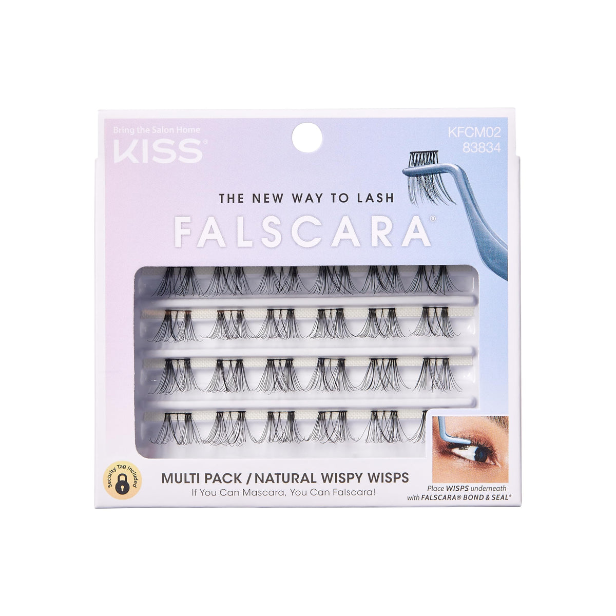 Kiss Falscara Diy Eyelash Extensions - 24 Black Wispy Mini Lash Clusters, Synthetic Reusable