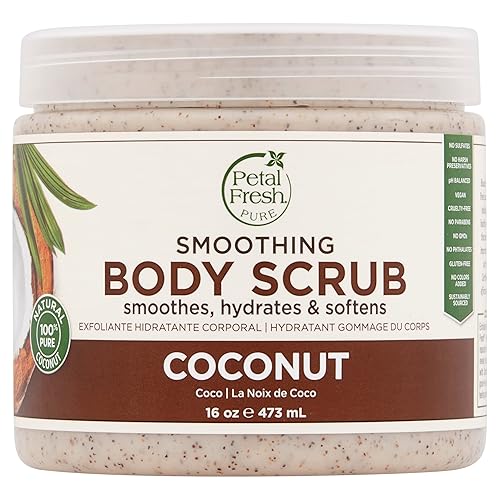 Petal Fresh Coconut Oil Body Scrub - 16 Ounce Exfoliating Skin Care, Hydrating & Nourishing