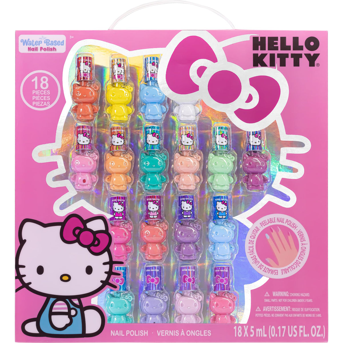 Hello Kitty Nail Polish Set - Non-Toxic Quick Dry For Kids, 18 Pcs, Perfect Gift For Ages 3+