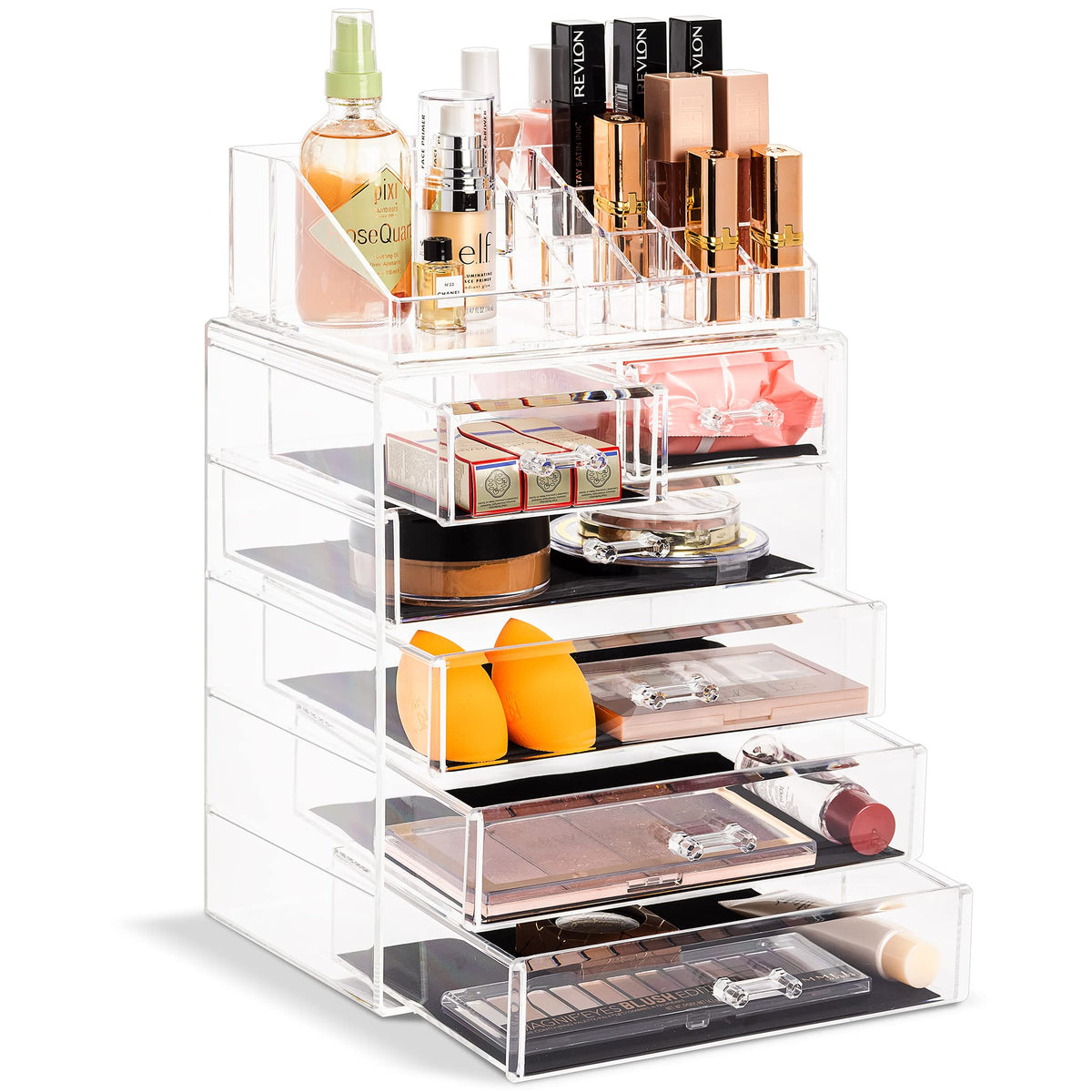 Sorbus Clear Acrylic Makeup Organizer With 4 Large & 2 Small Drawers For Dresser & Vanity