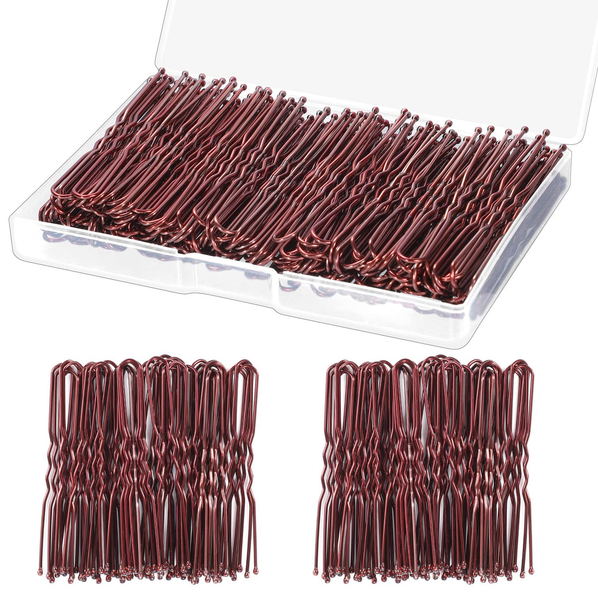 Wsicse U Shaped Hair Pins 200 Pcs, 2.4&quot; Brown Bun Hair Pins With Storage Box For Women