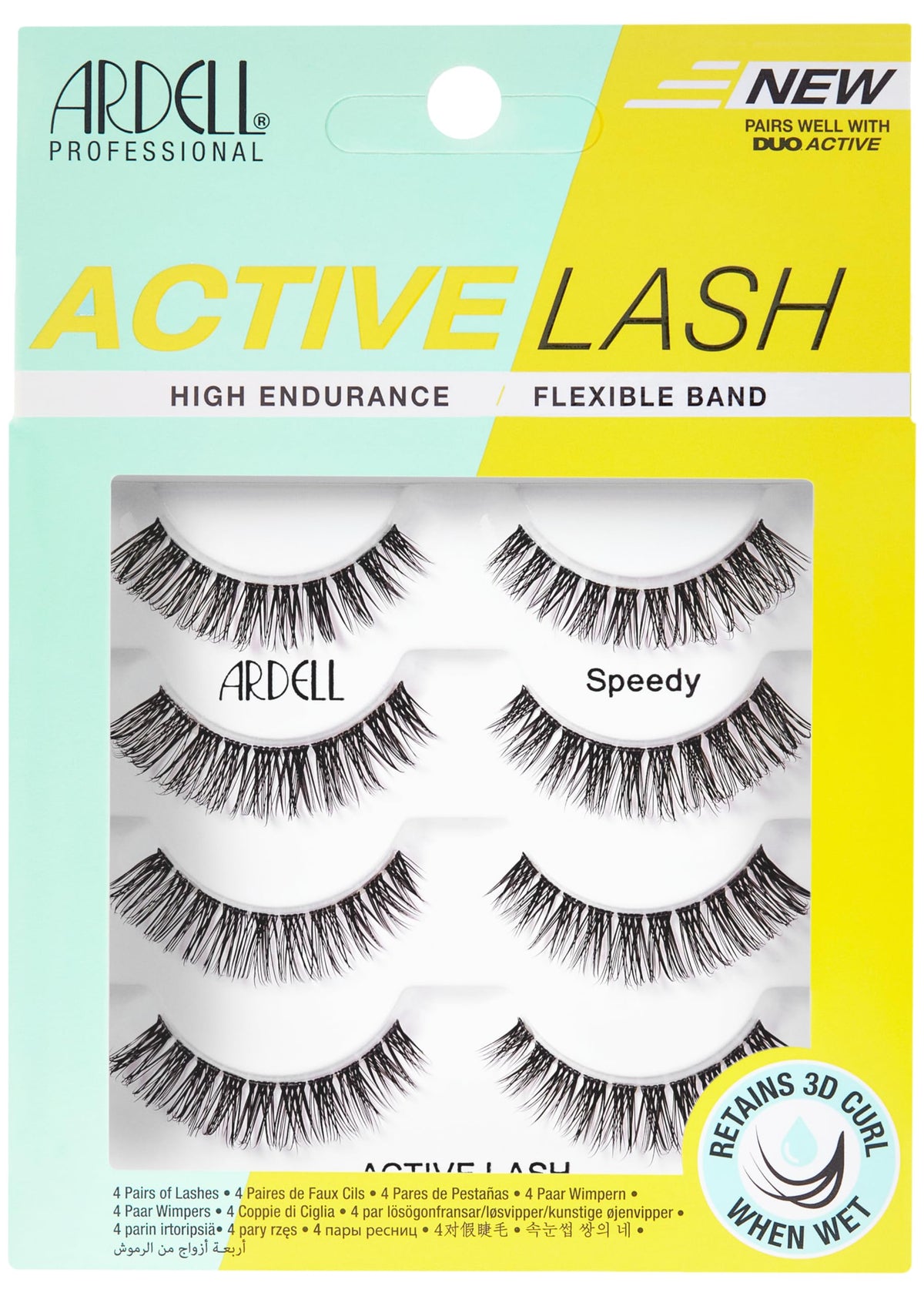 Ardell Active Lash Speedy - Water-Resistant Lightweight False Eyelashes, 4 Pairs