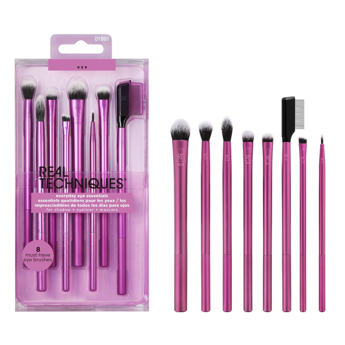 Real Techniques 8 Piece Eye Brush Set - Cruelty-Free, Vegan, Travel Friendly, Purple