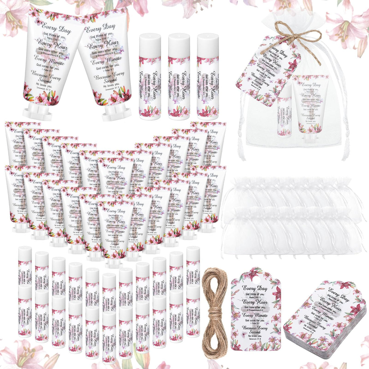 Swiffen Christian Hand Cream & Lip Balm Gift Set - Travel Size, 24 Sets, Bible Verse, Holiday Gift