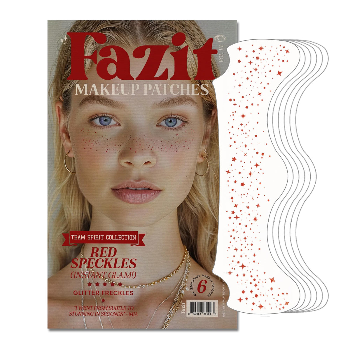 Fazit Waterproof Face Makeup Patches - Red Speckles, 6 Count - Beauty Essentials For Women