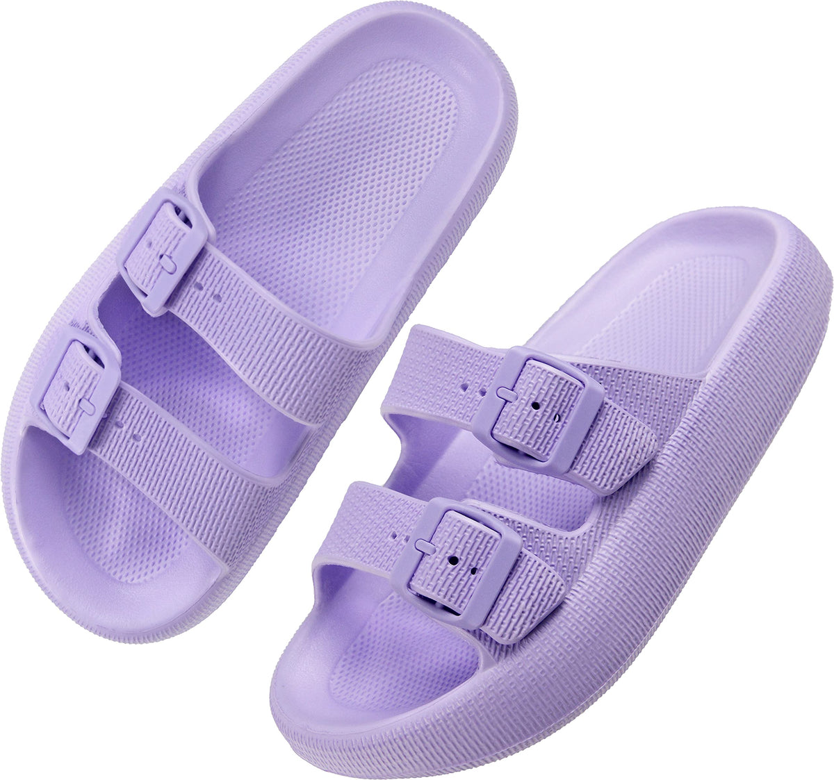 Bensorts Purple Adjustable Pillow Sandals For Women, Soft Recovery Slides, Sizes 9.5-10.5