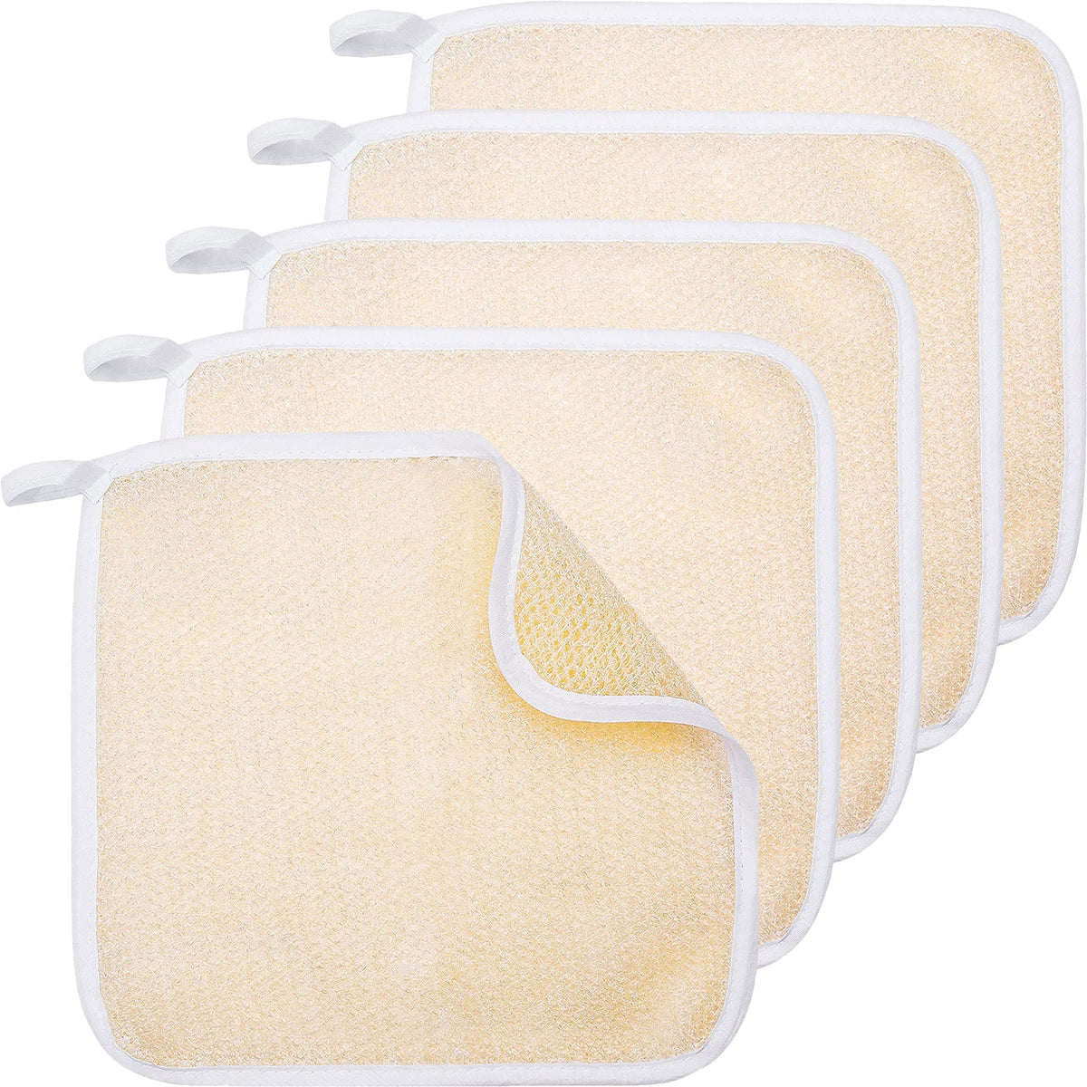 Tatuo 5-Pack Exfoliating Face & Body Wash Cloths, Nylon Bath Scrub Towels, 11.81&quot;X