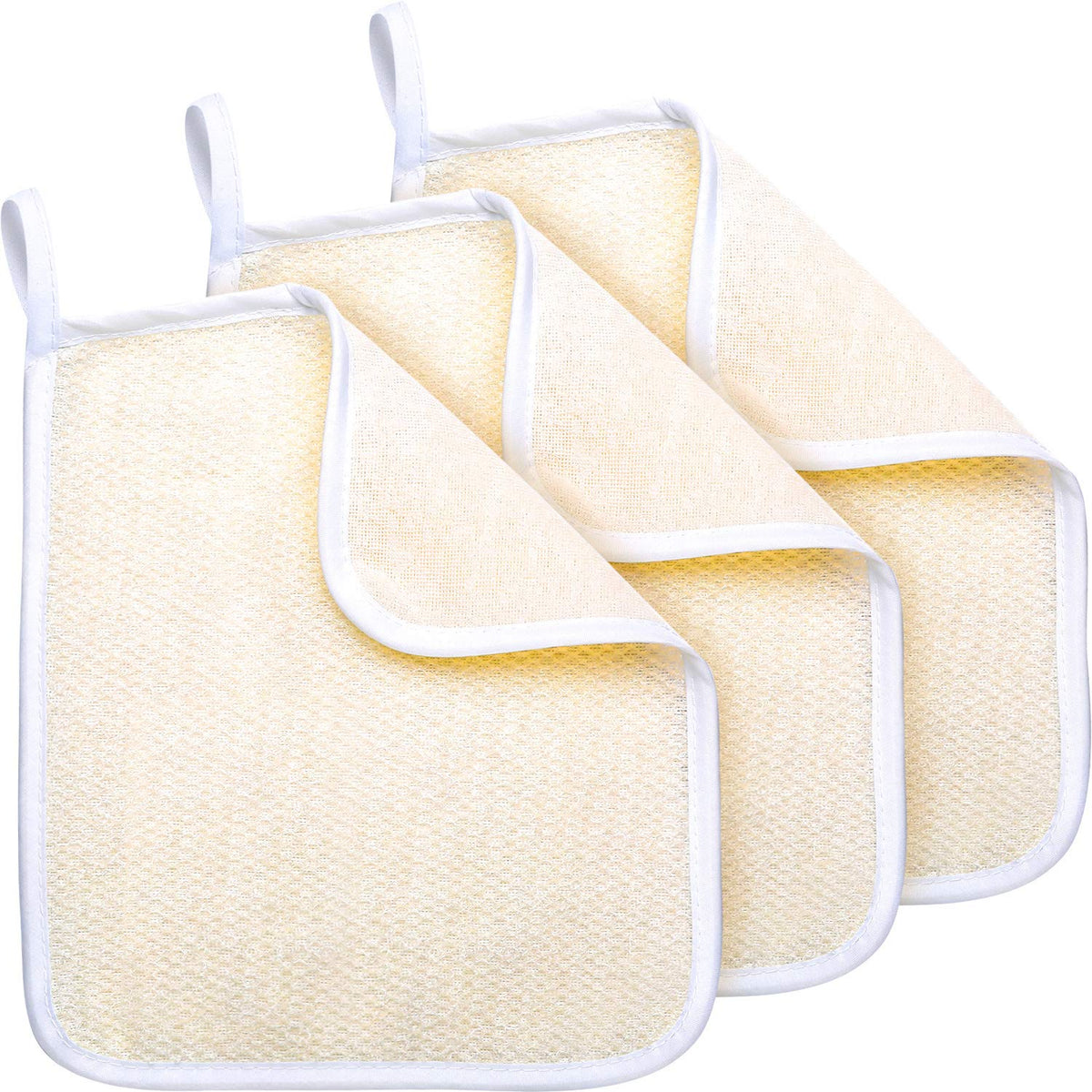 Tatuo 3 Pack Exfoliating Face & Body Wash Cloths - Soft Nylon Scrub Towels For Men & Women