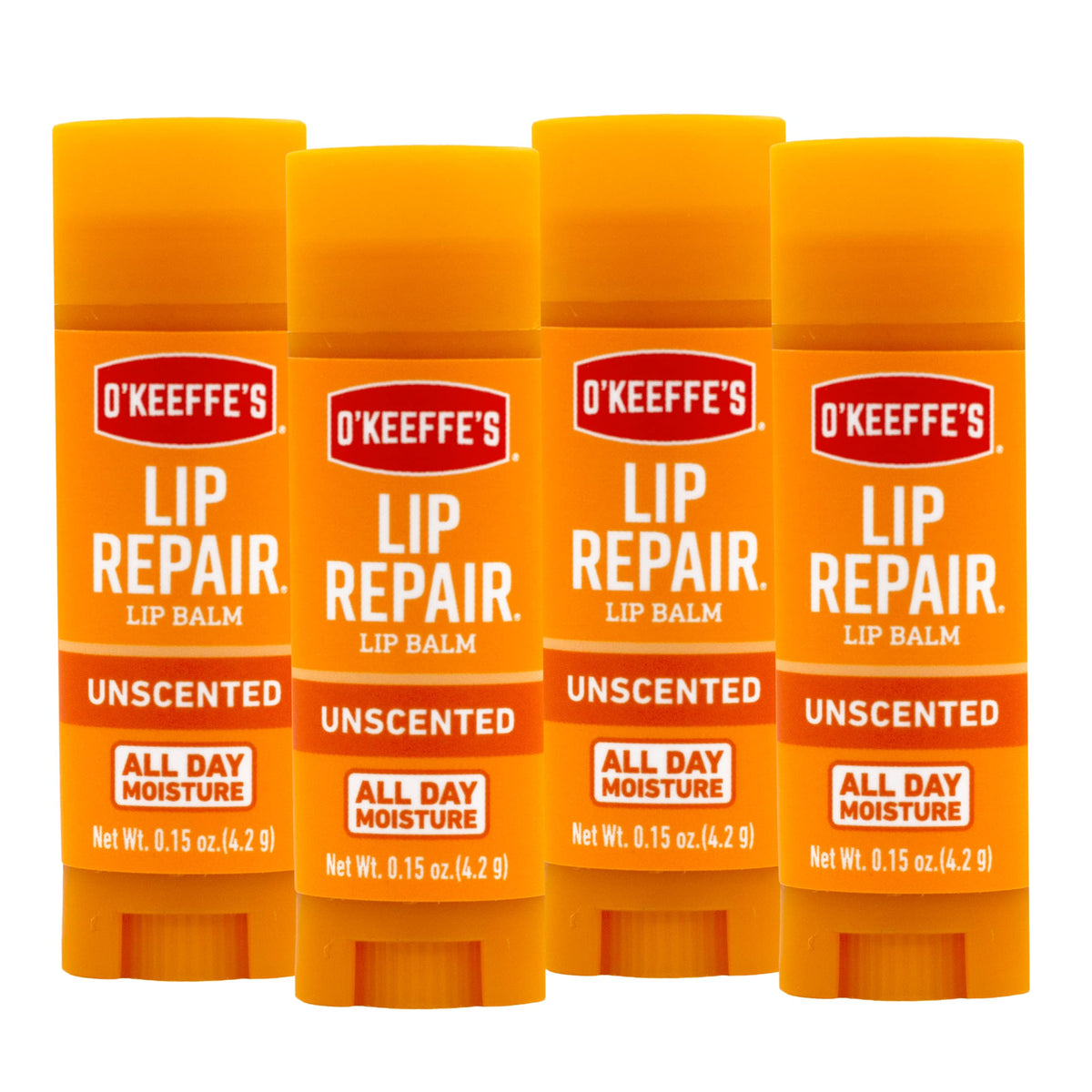 O'Keeffe'S Unscented Lip Repair Balm, 0.15Oz, Pack Of 4 For Dry, Cracked Lips