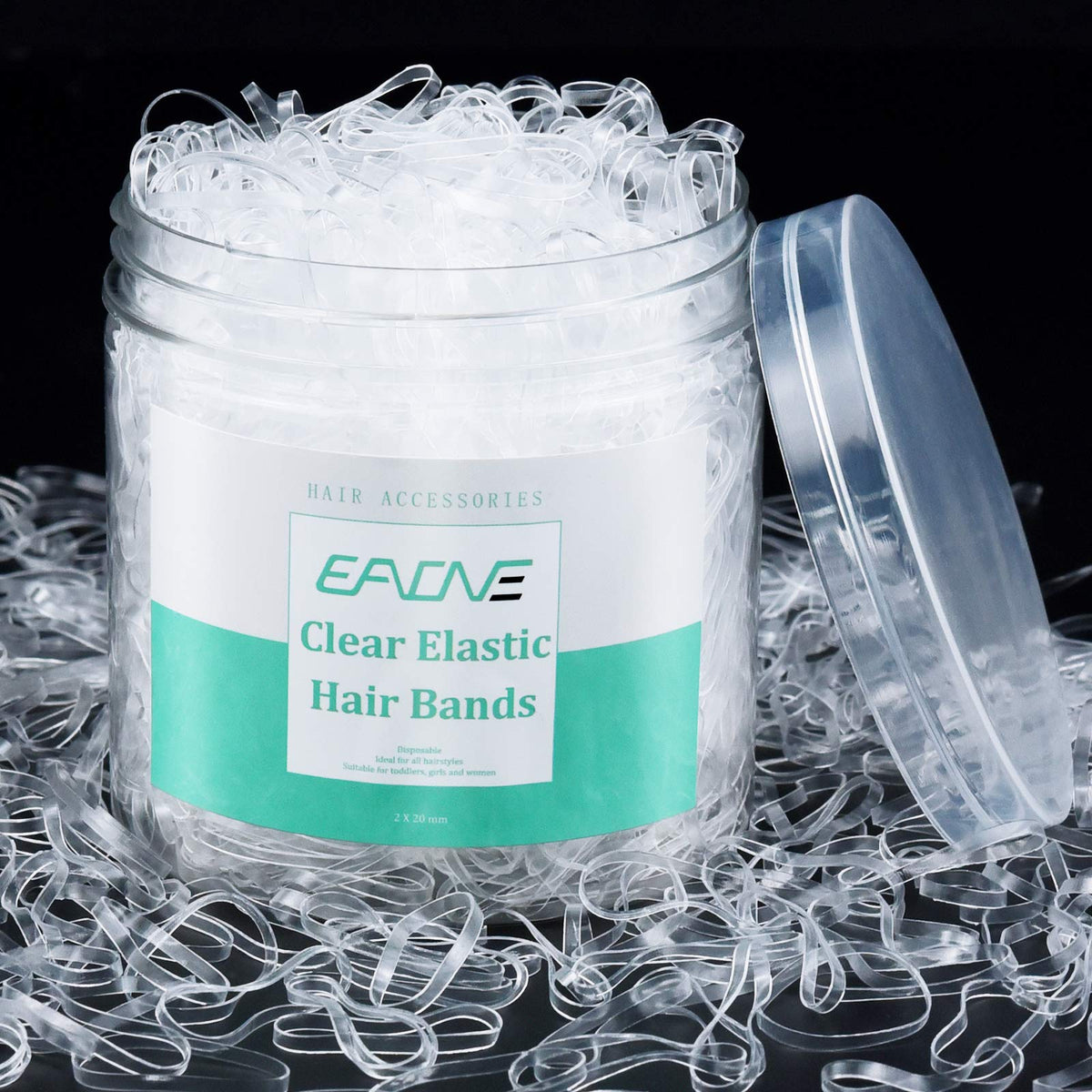 EAONE Clear Elastic Hair Bands, 1500 Pcs Mini No Damage Ponytail Holders for Women & Girls