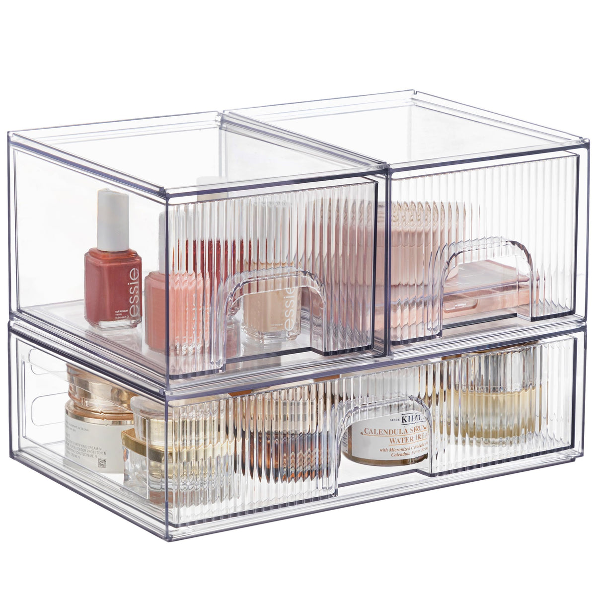 Vorey Clear Stackable Acrylic Storage Drawers - 3 Pack Organizers For Bathroom & Vanity