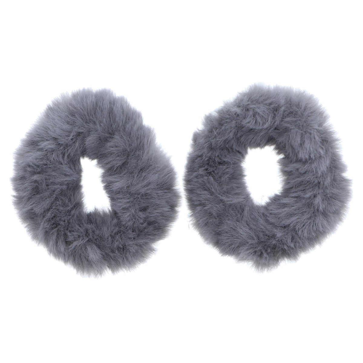 Motique Accessories Dark Grey Fuzzy Fur Scrunchies - Set of 2 Pony Holders