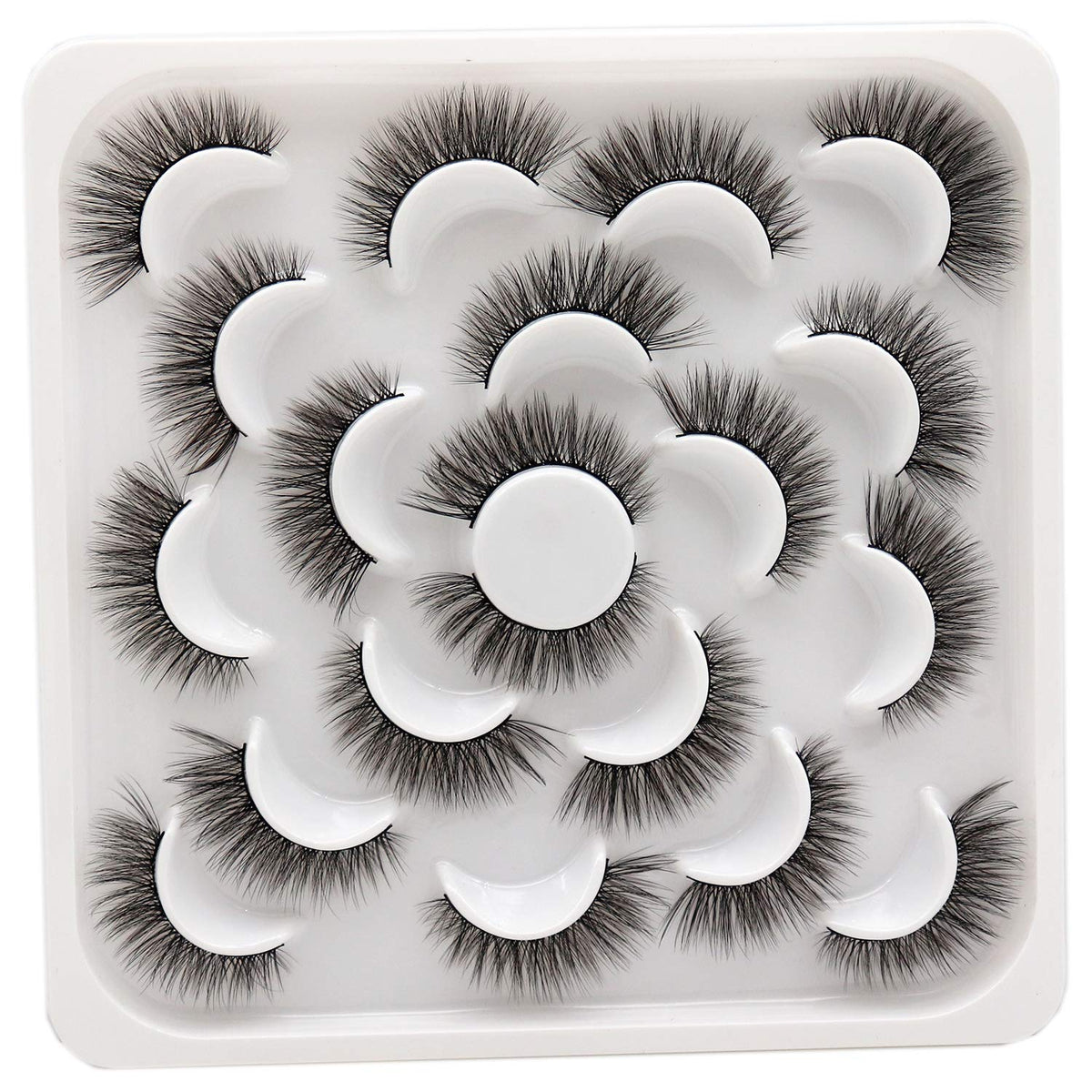 Losha 10 Pairs Faux Mink Eyelashes - Natural Look, Fluffy, Soft, Reusable 3D Volume Lashes