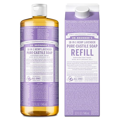 Dr. Bronner'S Lavender Pure-Castile Liquid Soap, 32Oz - Eco-Friendly, 18-In-1 Uses, Re