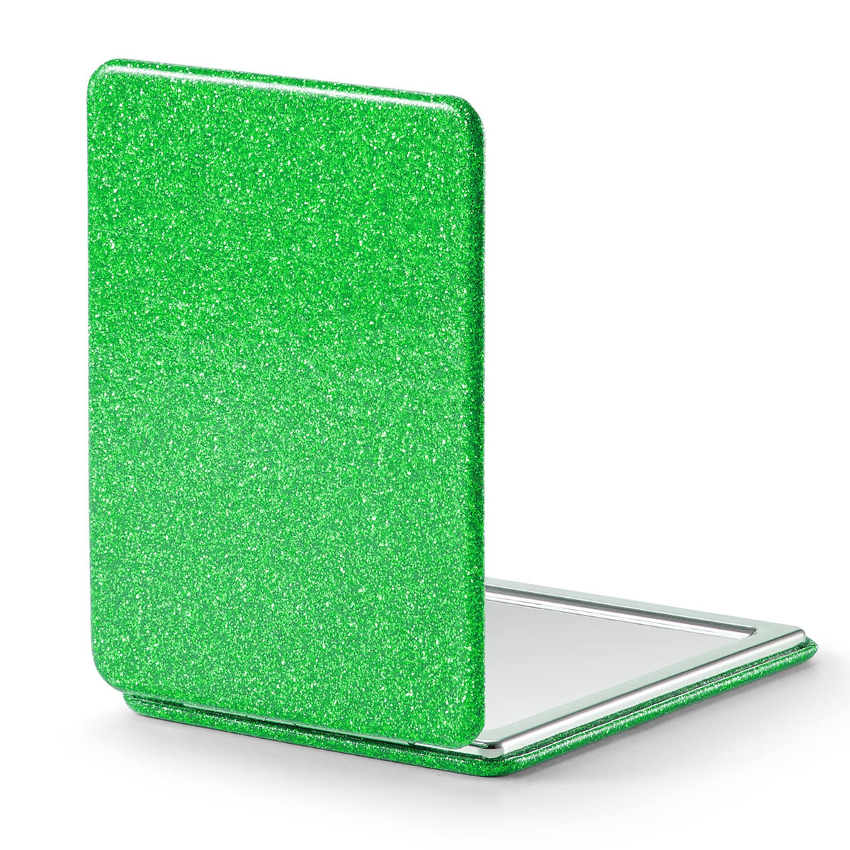 Omiro Green Compact Mirror - Glitter Pu Leather, 1X/3X Magnification, Portable 2.4&quot; X 3