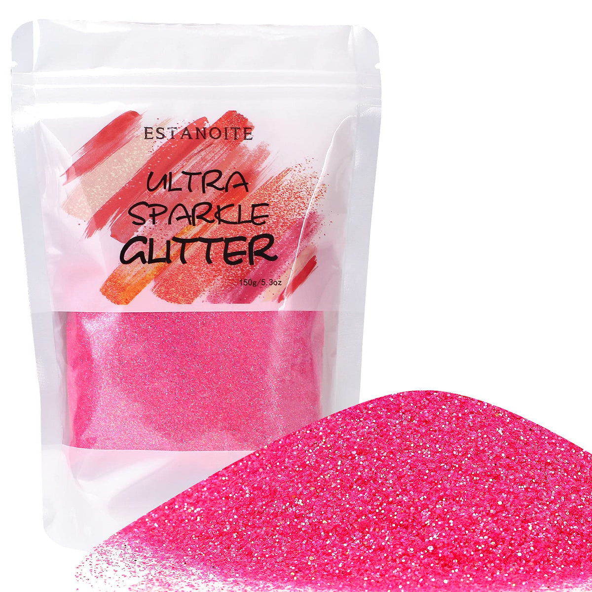 Estanoite Rainbow Glitter Powder 150g - Iridescent Punch Pink for Resin, Nail Art, and Crafts