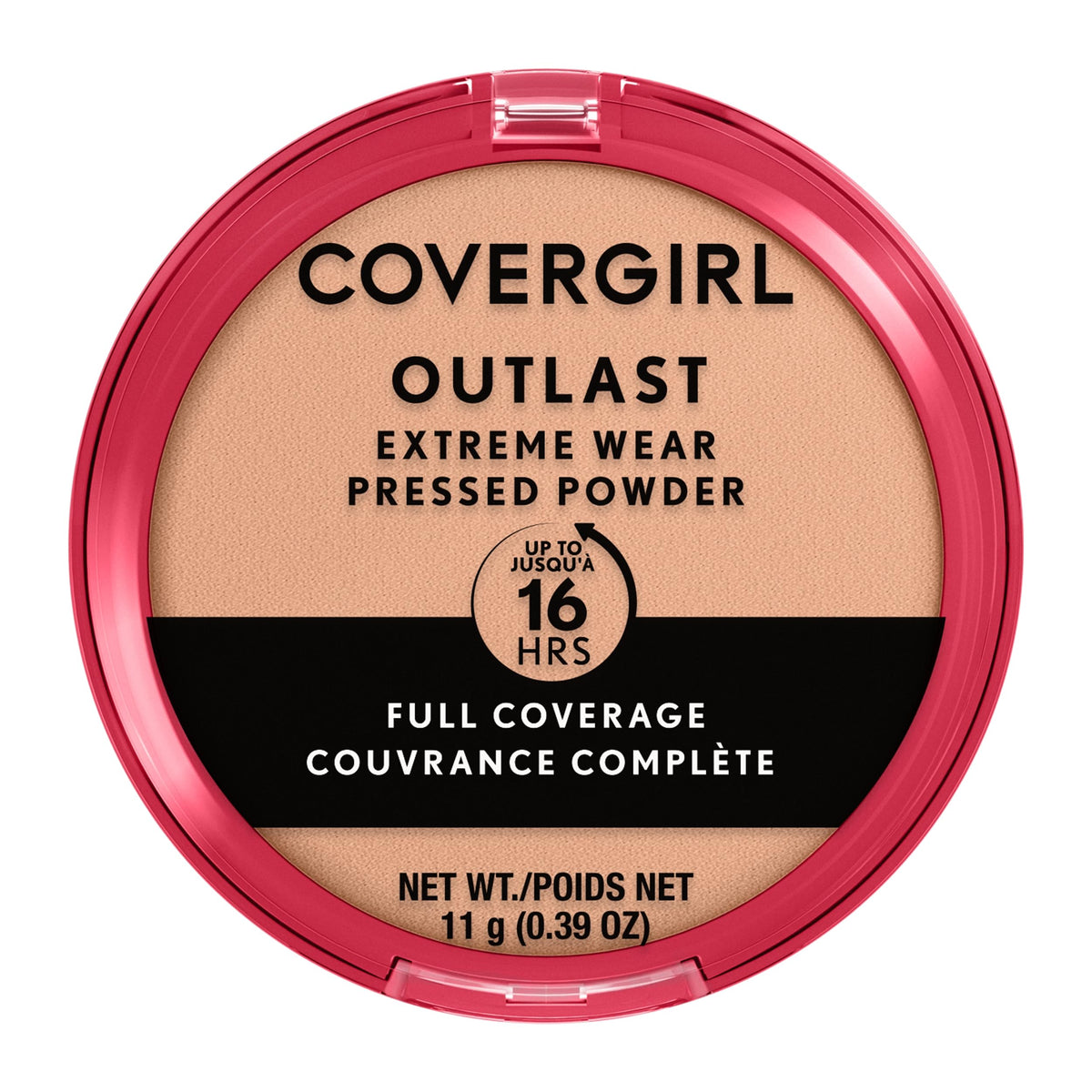 Covergirl Outlast Extreme Wear Pressed Powder, Natural, Full Coverage, Controls Shine, 0.39 Oz