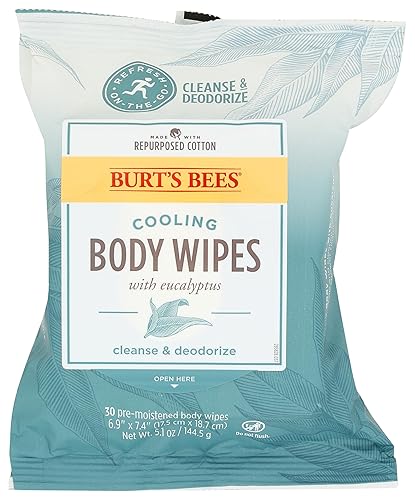 Burt'S Bees Cooling Body Wipes, 30 Count - Plastic Free, Aluminum Free, Bpa Free