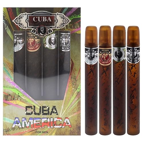 Cuba America 4-Piece Set - 4x35 ML Black, Brown, Green, Grey - Premium Unisex Fragrance