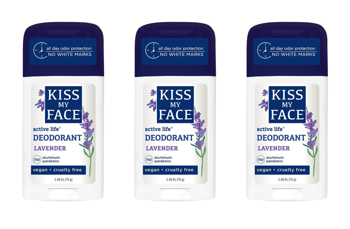 Kiss My Face Active Life Lavender Deodorant, Aluminum Free, 7.44 Oz, 3 Pack