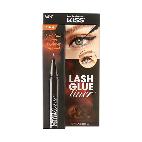 Kiss Lash Glueliner - 2-In-1 Eyeliner & Lash Adhesive, Long Lasting, Black, 0