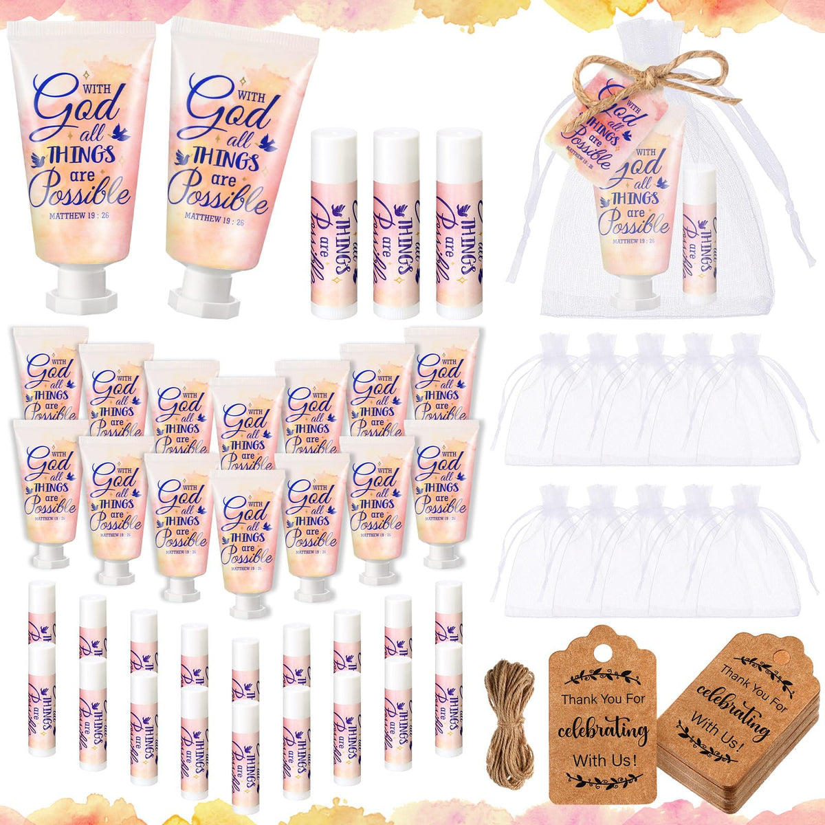 Swiffen Christian Hand Cream & Lip Balm Gift Set - Travel Size, Bible Verse, Perfect For Holidays