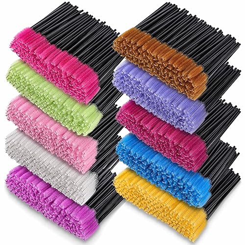 LoveBB Mascara Wands - 1000 Disposable Eyelash Brushes Spoolies, 10 Color Options