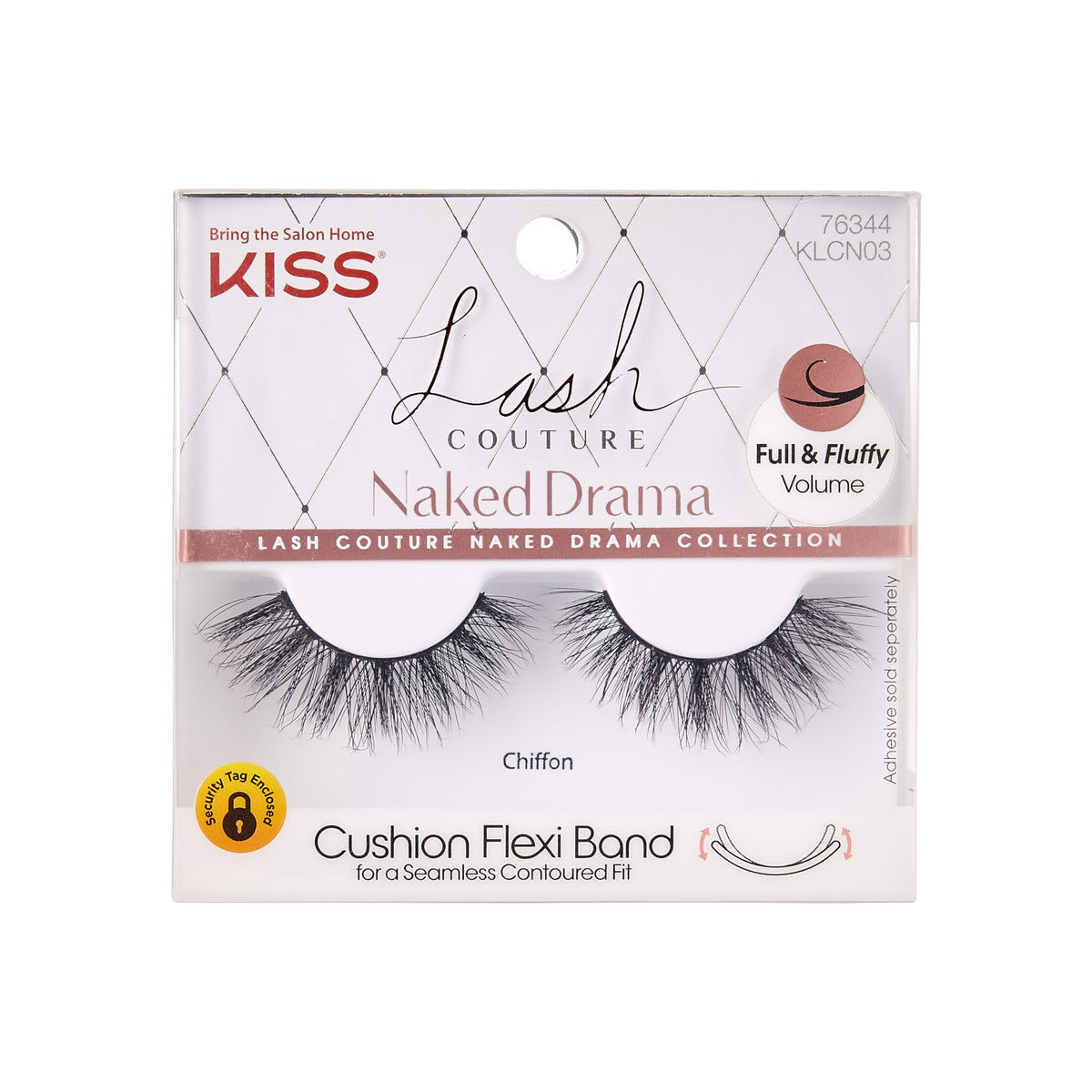 Kiss Lash Couture Naked Drama False Eyelashes, Chiffon, Reusable, Contact Lens Friendly