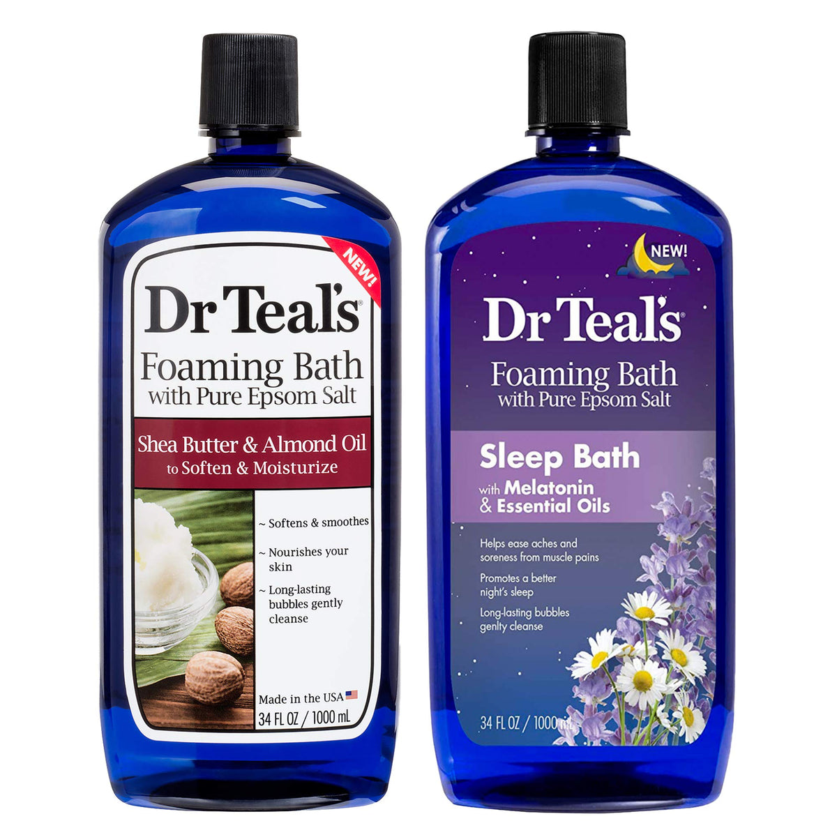 Dr. Teal'S Foaming Bath Gift Set - 2 Pack, Shea Butter & Melatonin Sleep, Epsom Salt 34