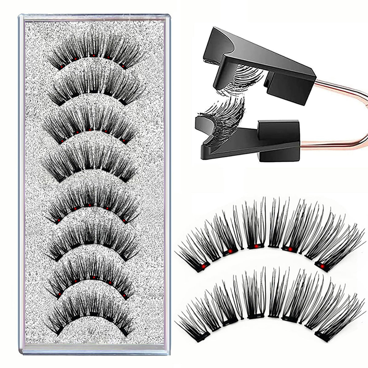 Onewly Magnetic Eyelashes - 2 Pairs Reusable Faux Mink Lashes, No Glue, Easy To Wear