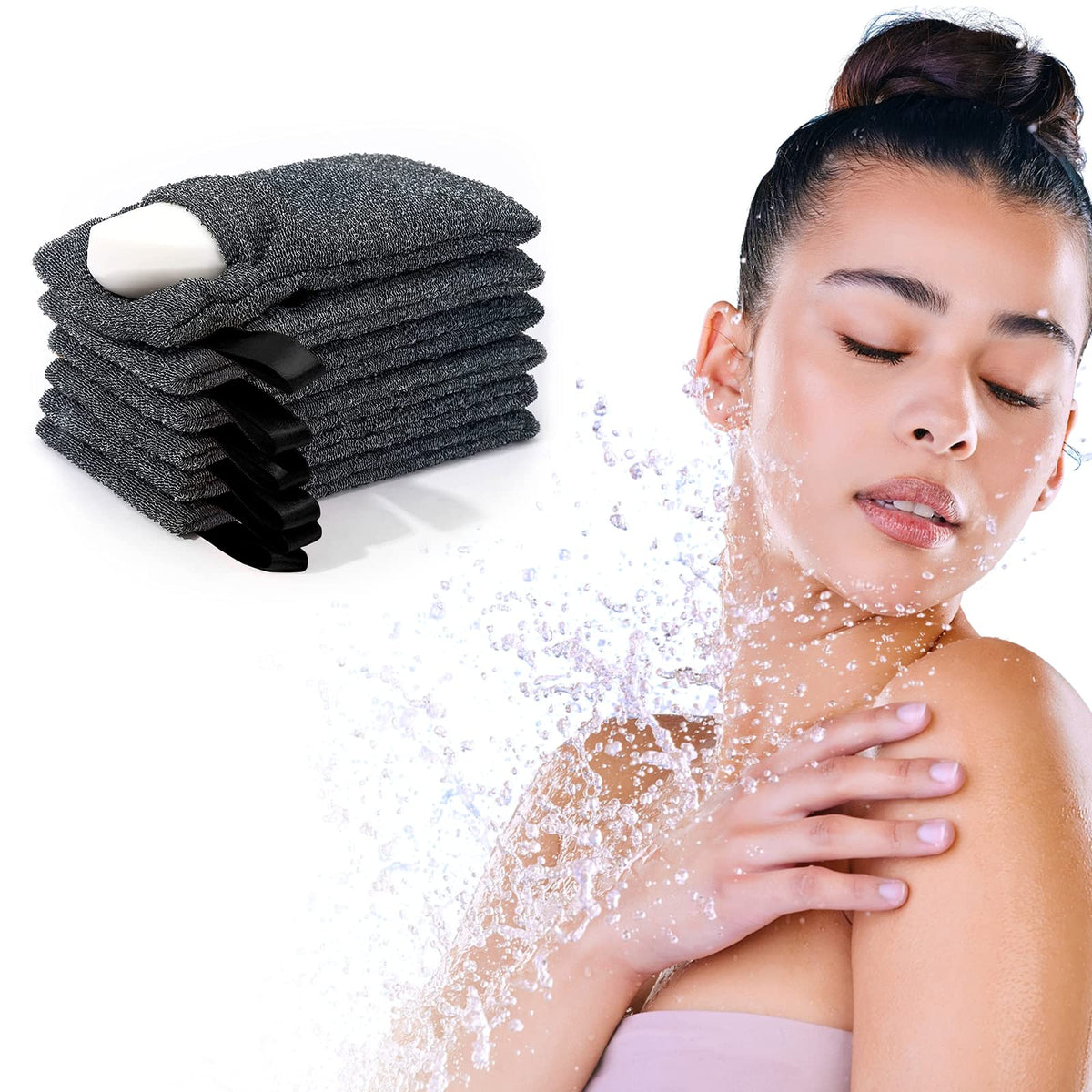 Firstpella 6 Pack Soap Saver Pouch - Exfoliating Body Scrubber For Shower & Bath, Gray