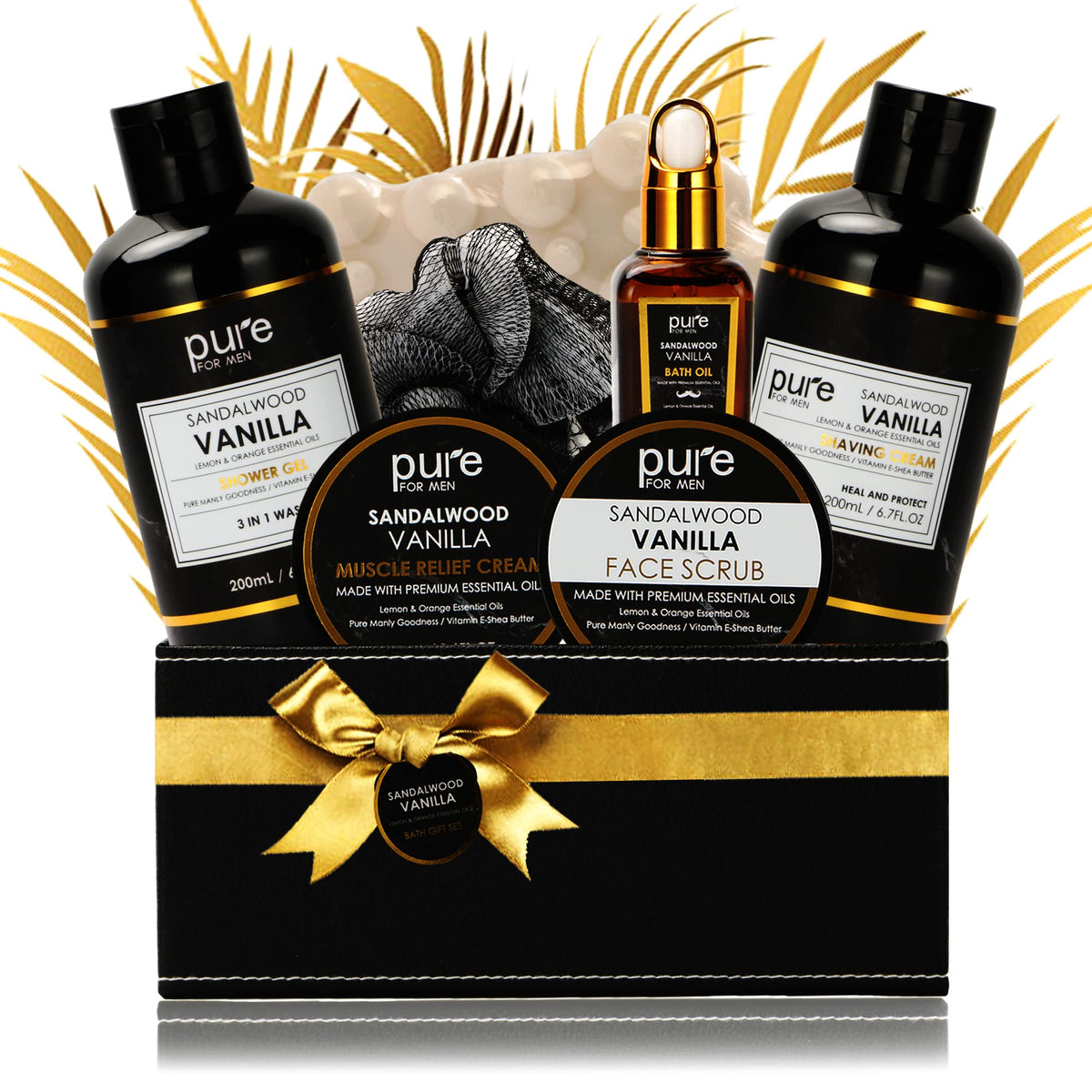 Rachelle Parker Pure Men'S Bath And Body Gift Set - 7 Pc Natural Spa Gift Basket For Men